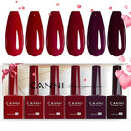 CANNI 6 Colors 9 ML Hema-Free Dark Red Gel Polish Set, Deep Cherry Red Burgundy Gel Nail Polish Blood Wine Red Color Kit, Soak Off LED Nail Gel Manicure Kit DIY at Home Salon Gifts