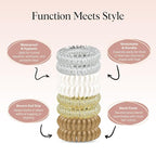Kitsch Spiral Hair Ties for Women - Creaseless and Dent-free Coil Hair Ties | No Damage, Phone Cord Coils | Made of Flexible and Durable Plastic | Ideal Gifts for Women | 8pcs (Blonde)