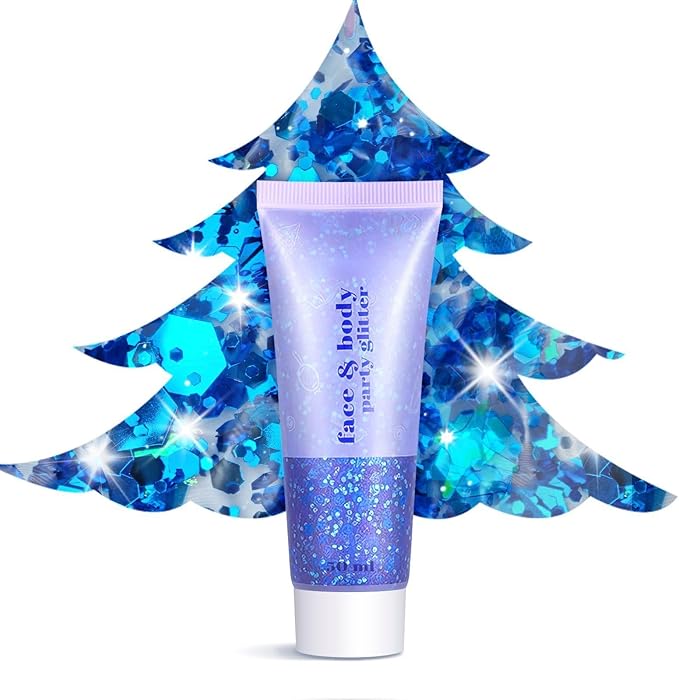 Christmas Body Glitter - Stocking Stuffers, Sequin Face Hair Makeup for Party Rave Festival, Christmas Gifts for Adults (Blue Body Glitter)