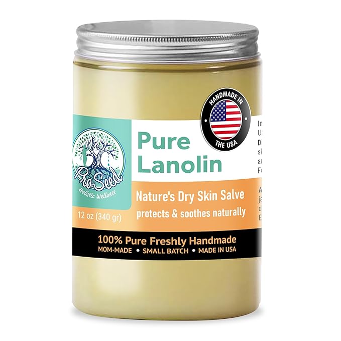 ProSeed Handmade Pure Lanolin Cream – Unrefined Balm for Dry Skin, Lips, Nursing & Baby Care – Gentle Moisturizer for Hands, Face & Pets – Petroleum-Free, 12oz Glass Jar