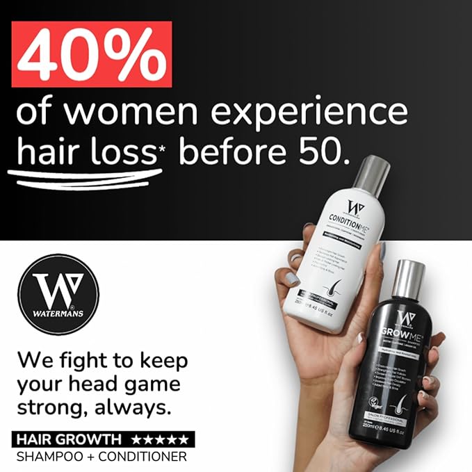Hair Growth Shampoo & Conditioner by Watermans UK Biotin, Argan Oil, Allantoin, Rosemary, Niacinamide, Lupin. Male & Female Hair Loss Products