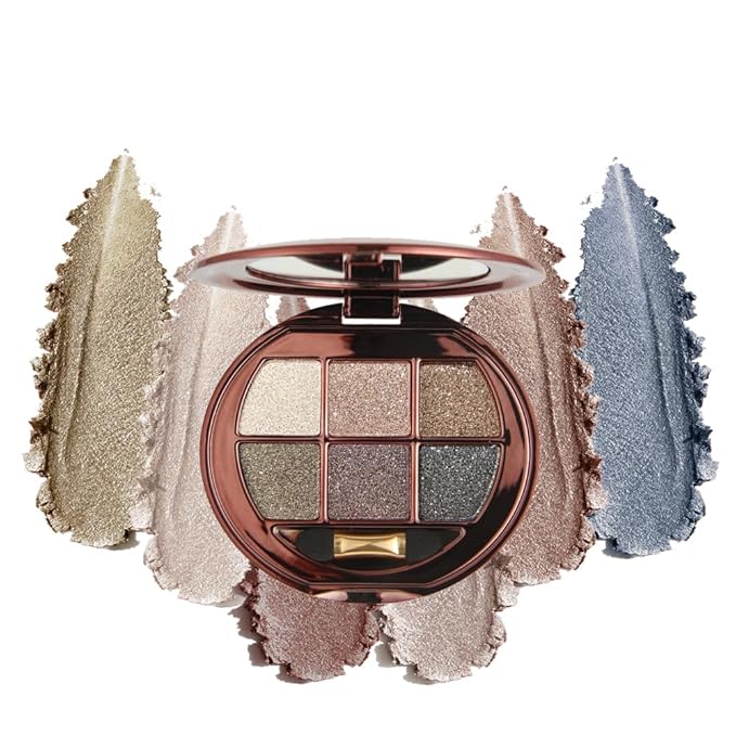 Eyeshadow Palette with Dusty Rose, Metallic & Light Champagne, 6 Color Highly Pigmented Matte & Shimmer, Long-Lasting Blendable Eyeshadow for Everyday & Travel Makeup