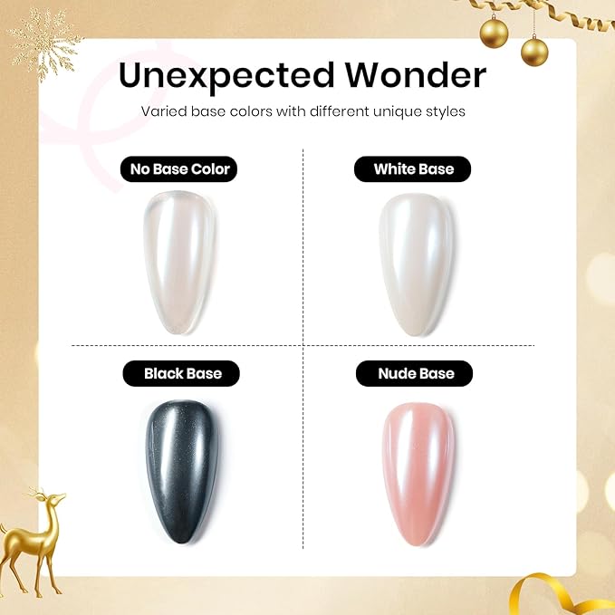 Beetles White Chrome Nail Powder for Gel Nails Pearl Cromer Nail Powder Mirror Effect Nails Gel Polish Glitter Manicure Holographic Pigment Nails Art Design Gifts for Women