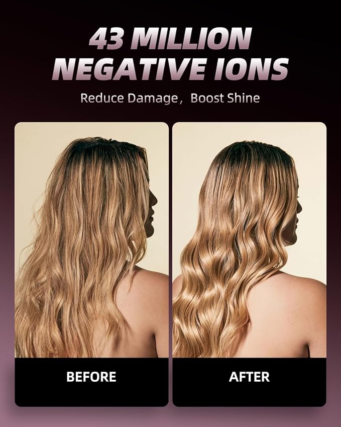 Large Hair Curling Wand, 1.6 Inch Big Barrel Curling Iron, 40 Million Ionic Ceramic Curler with 3 Temp, Auto Shut-Off, Long Barrel Curling Wand for Long Hair, Dual Voltage