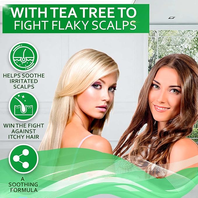 Tea Tree Shampoo and Conditioner Set – with 100% Pure Australian Tea Tree Oil - Anti Dandruff Sulfate and Paraben Free - Dry Scalp Treatment with Keratin, Vitamin B5, Collagen for Women and Men