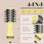 Portable Mini Travel Blow Dryer Brush for Women, Light Weight Dual Voltage 110V-120V/220V-240V Hot Air Brush with International Power Adaptor