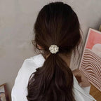 Silk Scrunchies Hair Ties 2Packs – Super Soft Thin Hair Scrunchies, Gentle on Hair, Rose Flower Crystal Decorated Hair Accessories for Women