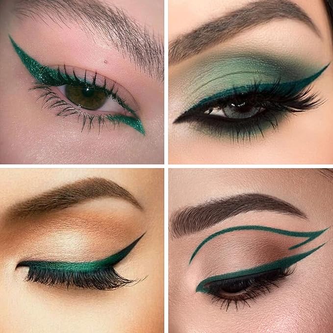 docolor Eyeliner, 2PCS Green Liquid Eyeliner Waterproof Eye Liner Pen Super Slim Precise All Day Green Eye Pencils Professional Makeup Liquid Eye Liner Pencil for Women