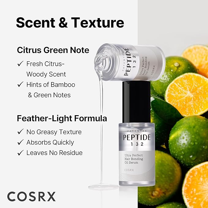 COSRX PEPTIDE 132 Hair Bonding Oil Serum, Travel Size Keratin Treatment for Frizzy, Damaged, Dry Hair – Repairs Split Ends, Adds Hair Gloss – For All Hair Types, Stocking Stuffers – 0.94 fl oz