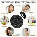 Satin Bonnet 2Pcs Silk Bonnet Hair Bonnets For Sleeping Silky Soft Sleep Cap Womens Night Curly Natural Hair Caps