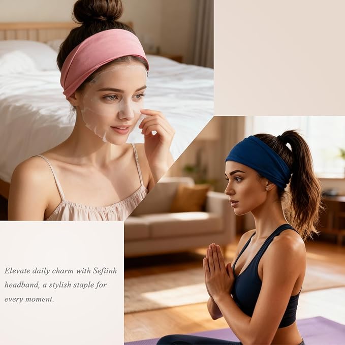 Headbands For Women Headband Elastic Soft Head Bands For Women's Hair Accessories Womens Fashion Yoga Fabric Hair Band 6 Pcs