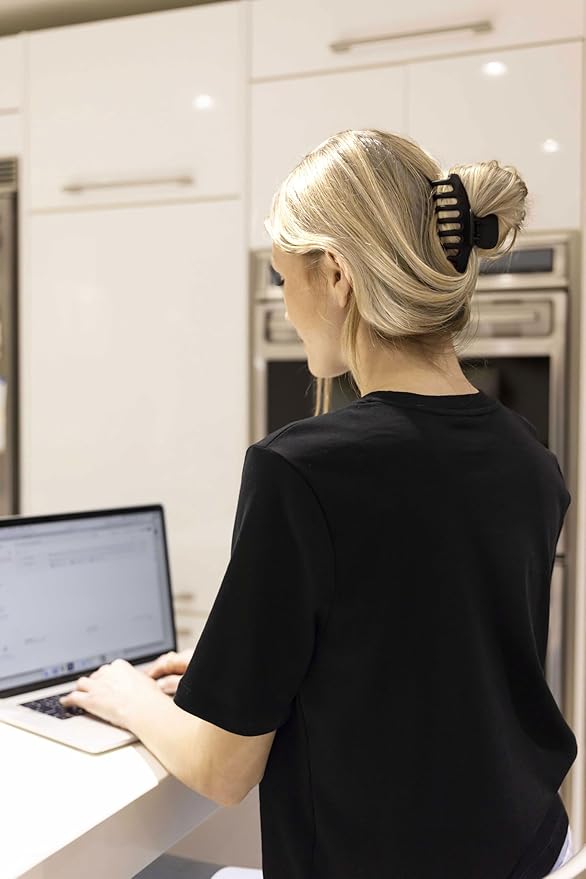 FRAMAR Large Claw Clips For Thick Hair – Large Hair Clip For Thick Hair, Big Hair Clips For Women, Hair Claws Clips For Women, Black Hair Clips, Black Claw Clip - 4 Pack Non Slip Matte Finish