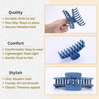 Blue Hair Clips for Women - 8 Pack 4.3 Inch Large Hair Claw Clips for Women Thin Thick Curly Hair, Big Matte Banana Clips,Strong Hold jaw clips