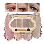 4-Color Eyeshadow Palette, Matte & Shimmer Neutrals, Highly Pigmented & Blendable, Everyday Natural Makeup, Travel-Friendly Compact, Champagne & Chocolate Brown