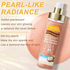 Body Glow Oil, SPF 45 PA+++, Sunscreen Body Oil with Rose Gold Mica, Moisturizing Coconut with Vitamin E, Glow Moisturizer, Lightweight, Water Resistant, 3.72 fl oz,ROSE