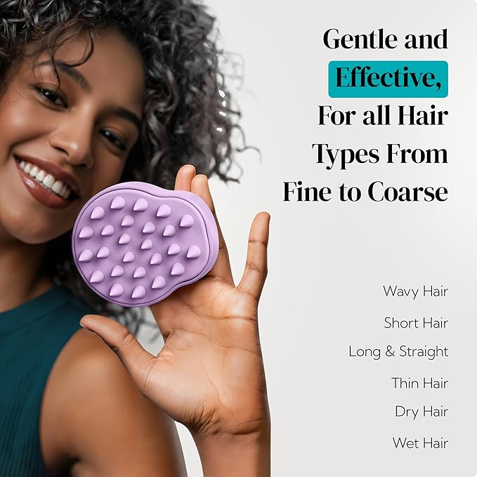 HEETA Scalp Massager 2 Pack for Hair Growth, Soft Silicone Bristles to Remove Dandruff and Relieve Itching, Scalp Scrubber for Hair Care Relax Scalp, Shampoo Brush for Wet Dry Hair, Purple & Green