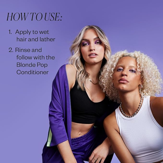 IGK Blonde Pop Shampoo + Conditioner Set | Purple Toning + Brighten + Neutralize Brass | Vegan + Cruelty Free | 8 oz (Set of 2)