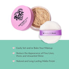 Kimchi Chic Beauty Puff Puff Pass Set and Bake Setting Powder for Makeup, Extra Fluffy Loose Face Powder Poof, Soft Natural Face Makeup for Uneven Skin Tone, 04 Peachy