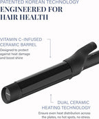 GLAMPALM Professional Curling Iron 1.4" - Long Barrel Ceramic Hair Curler for Women, Korea's No.1 Salon Hot Tool, 5 Temps & 30s Heat-up, 3D Swivel Cord & Dual Voltage, Black (GP628) (1.4")