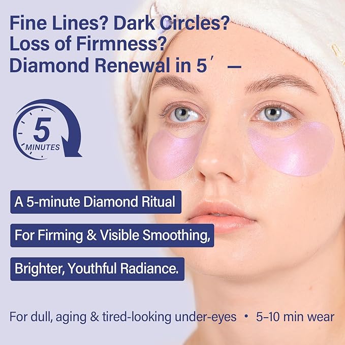 DIAMOND GAZE Firming Hydrogel Eye Patches 28 Pairs, 5-Min Retinol & Niacinamide Eye Masks to Smooth and Brighten, Reduce Fine Lines & Dark Circles, Relaxing Gifts for Her Holiday Set