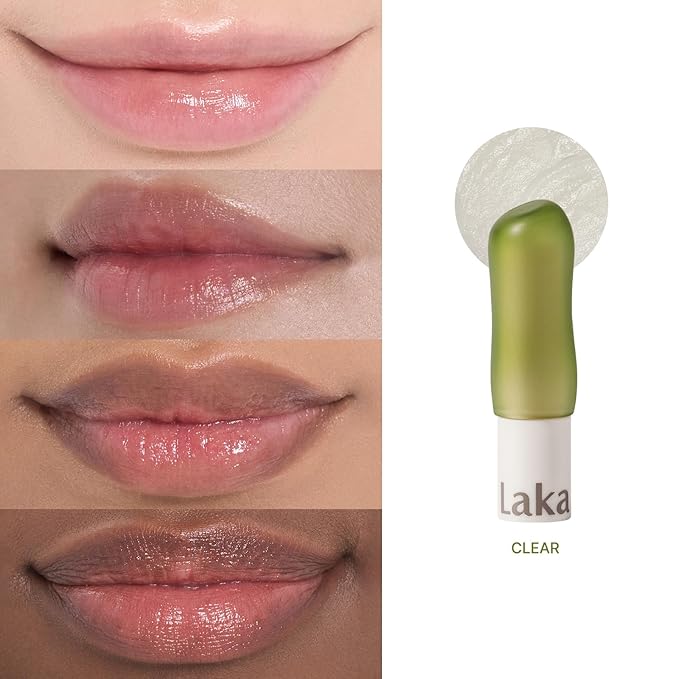 Laka Soul Vegan Lip Balm (4 Shades) Tinted, 3.9g/0.13oz, Deep Nourishing Plant-Based Lip Moisturizer, Vegan Lip Balm for Dry, Cracked and Chapped Lips (#Clear)