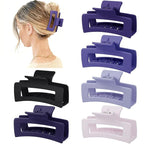 3.5 Inch Medium Hair Claw Clips 6 Pack Hair Clips for Women Square Rectangle Claw for Hair Banana Jaw Clips Hair Accessories for Girls (Purple)