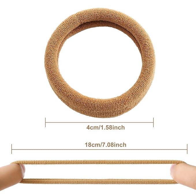 100 Pcs Thick Seamless Hair Ties, Ponytail Holders Hair Accessories No Damage for Thick Hair Christmas Gift(Light Brown Colors)
