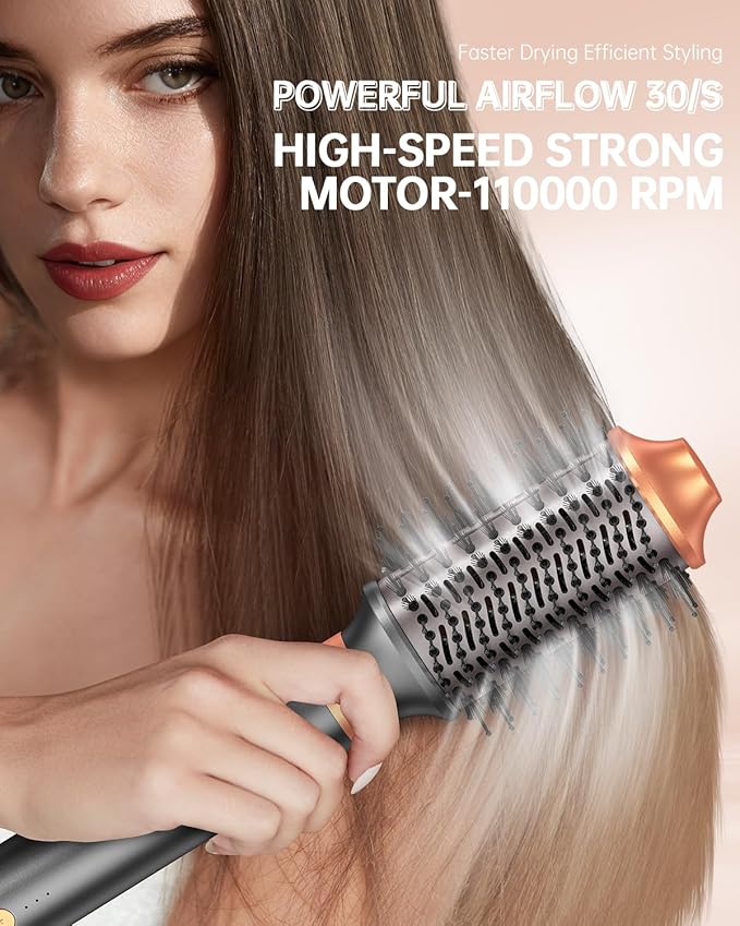 Hair Dryer Brush Air Styler: Dual Voltage 7 in 1 Ionic Multi Styling Tools with Hot Air Straightener, Auto Wrap Curlers, Frizz-Free Volumizer, Fast Blow Drying Curling Straightening and Smoothing