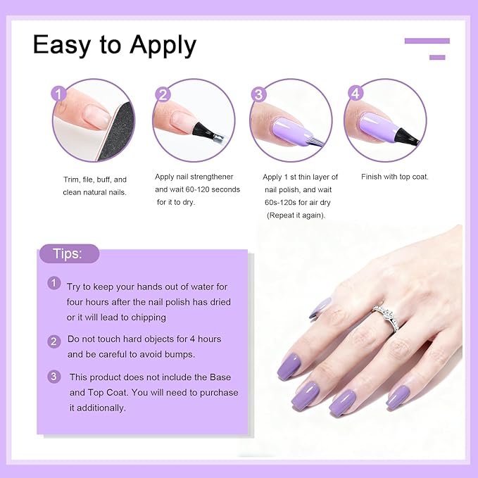 16.5ml Light Purple Nail Polish Large Volume Quick Drying Nail Polish, Fast Drying and Long Lasting Color Nail Art DIY Home Manicure Gift for Women