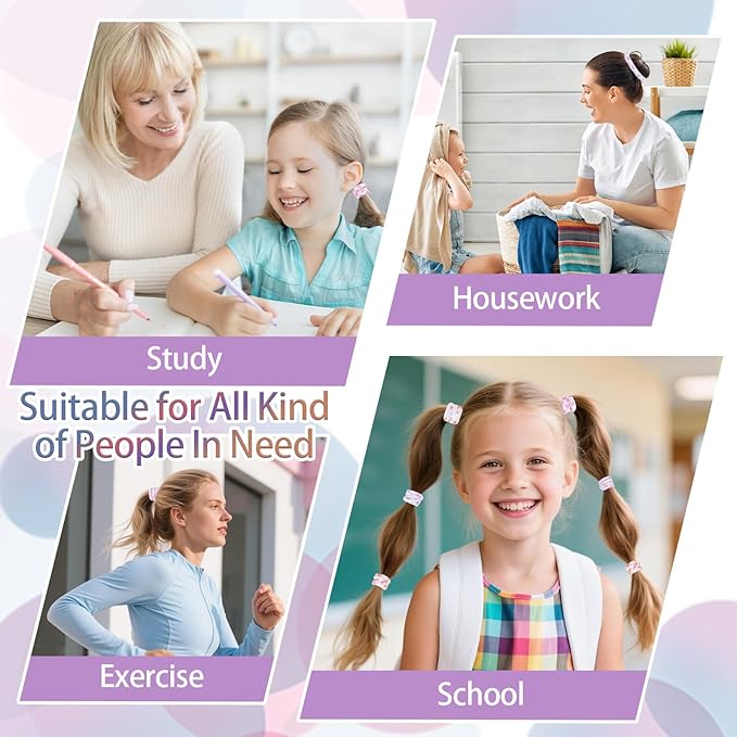 Bessrung 50 PCS Seamless Hair Ties, No Damage Elastics Hair Ties for Women Girls, Soft Stretchy Ponytail Holders for Thin Thick Hair, Snag-Free Hair Bands Stocking Stuffers Christmas Gift(Love)