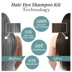 Natural Black Tea Hair Dye Shampoo 3-in-1, 100% Gray Hair Coverage in Minutes, Hair Instant Dye Shampoo for Women Men, Plant Based Hair Color Shampoo with Conditioner, Champu Con Tinte Para Canas