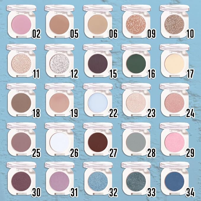 Sky Blue Single Metallic Shimmer Eyeshadow Makeup, Neutral Powde Eye Shadow for Women, Sky Blue Metallic Glitter Singles Eyeshadow Palette Pigmented Waterproof, Girls Christmas Eyeshadows Gifts