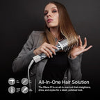 Ellena E1 Blow Dryer + Straighten Hair Brush Dual Mode, Hot Air Brush with 110000RPM High Speed Brushless Motor/Oval Air Barrel/3D Teeth Heated Comb/Handheld Cored, Styler Tool for All Hair Types