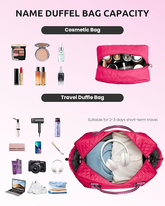 Gifts for Teen Girls 12-14-Initial Travel Bag with Shoe Compartment, Personalized Weekender Bag, Monogram Overnight Bag for Women, Letter Travel Bag with Makeup Bag (Letter D)
