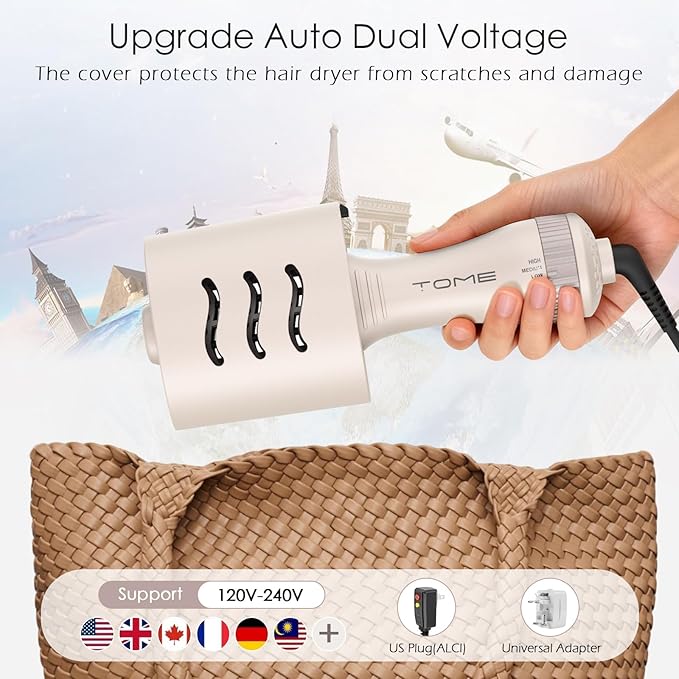 Blow Dryer Brush, Hair Dryer Brush in One, 600W Oval Hot Air Volumizer & Straightener, Anti-Frizz Blowout Styling Brush, Dual Voltage 110–240V Travel (2 Inch) Pink