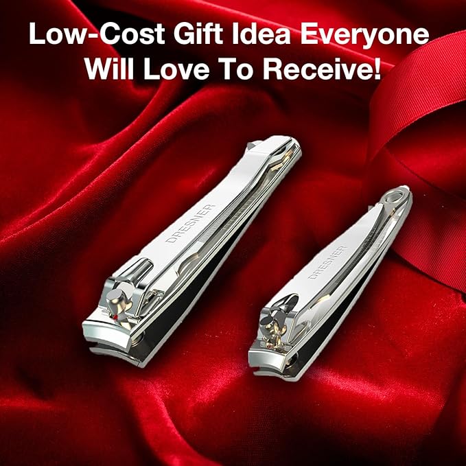 2PCS Stainless Steel Nail Clippers Set, Professional Fingernail and Toenail Clippers Wide Easy Press Lever Nail Trimmer with Swing Out Cleaner File for Men and Women