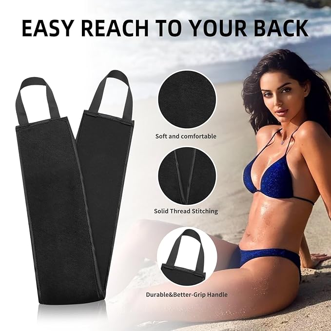 FUNAN Self Tanning Application Kit, 4-Piece Set with Back Applicator, Mini Mitt, Tanning Mitts and Ultra Soft Self Tanner Brush Bamboo Kabuki Brush, Black