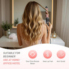 Automatic Curling Iron 1 Inch with 3-in-1 Interchangeable Barrels, Anti-Tangle Beach Waves Hair Curler, Beginner Friendly Dual Voltage Travel Curling Wand for Long Short Hair Pink, Gifts for Women Pro