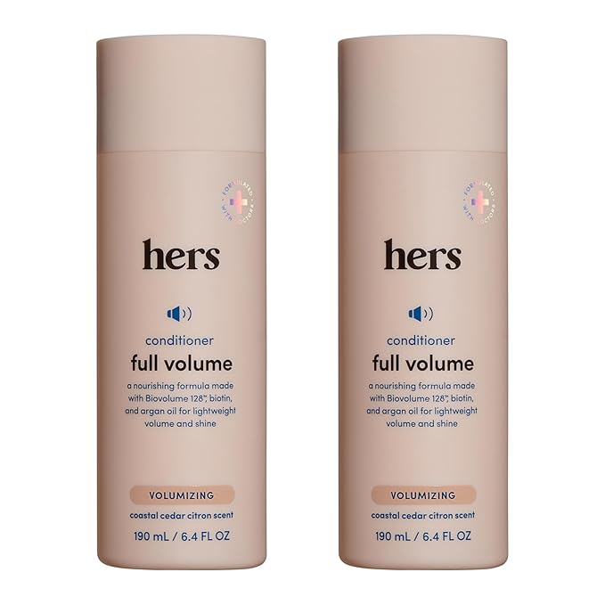 hers Full Volume Conditioner, 2 Pack - Volumizing Conditioner for Women with Biotin - Adds Lightweight Volume, Shine & Bounce - Coastal Cedar Citron - 2 x 6.4 fl oz