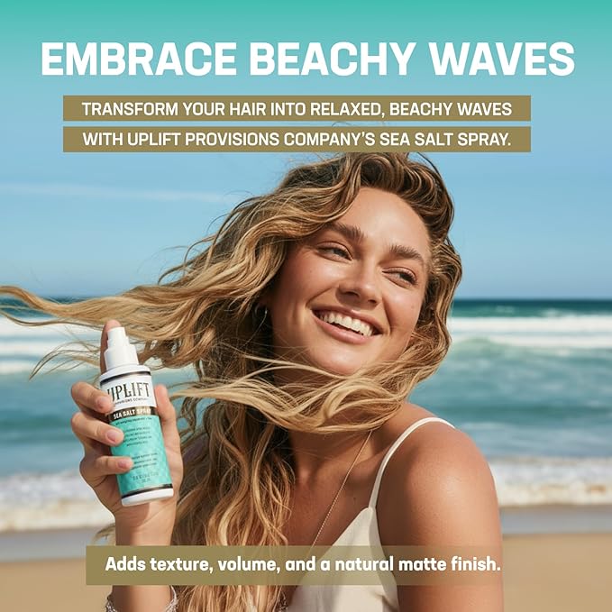 Uplift Provisions Company Sea Salt Spray - Versatile Texture Spray for Hair to Achieve Perfect Beach Waves, Amplify Curly Hair, or Boost Volume in Fine or Thin Strands - 5.5 oz
