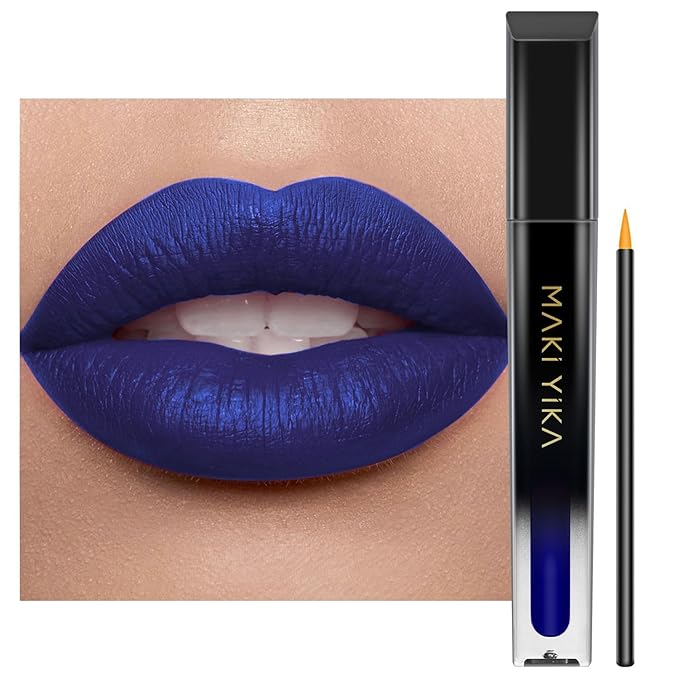 MAKI YIKA Dark Blue Lipstick for Women Color Stay Long Lasting Lipsticks, No Smudge Matte Liquid Lipstick Transferproof Cruelty-Free Lip Color | CHARM BLUE