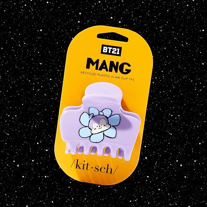 Kitsch BT21 Recycled Plastic Puffy Medium Hair Clips for Women, Medium Claw Clip for Thin & Thick Hair | Ideal Gifts for Women - Mang, 1pc