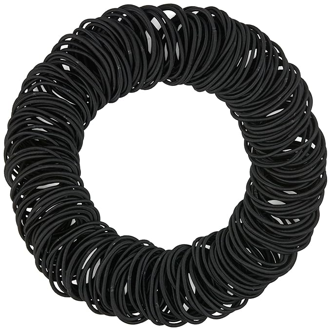Expressions 216-Piece Hair Ties, 4mm Elastics Classic Black Value Pack, Durable No Metal Bands for Women's Ponytails, Thick, Curly and All Hair Types