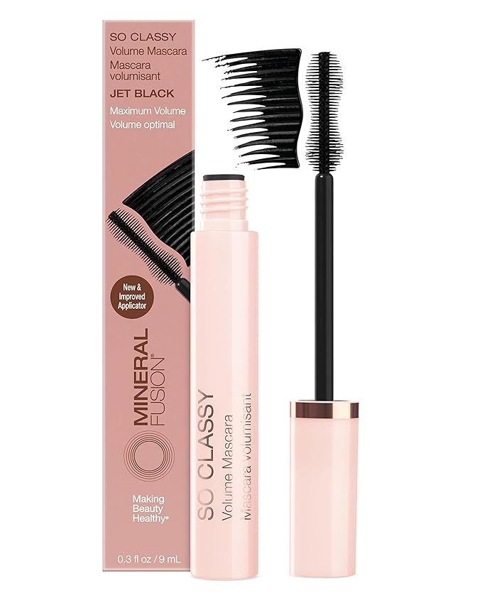 Mineral Fusion So Classy Volume Mascara (Black) - Voluminous Formula For Appearance of Fuller Lashes - Hypoallergenic, No Flaking or Caking, Smudge-Proof Formula - With Peptides & Vitamin B