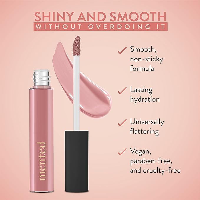 Mented Cosmetics Lip Gloss for Women Tinted Lip Balm Stain, Long Lasting Buildable Moisturizing Lipgloss Lipstick Topper, Made in USA, Cruelty Free Vegan Makeup, Pink About Me