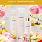 PHILIP B. Weightless Volumizing Miracle Kit ($205 Value) - Limited Edition Set Includes Shampoo, Conditioner and Weightless Miracle Serum + Bonus Detangling Comb