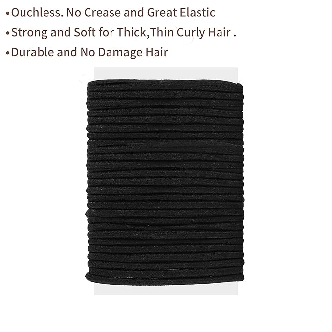 79Style Fabric Hair Ties Set: 60 Pieces - Elastic Ribbon Knotted Ponytail Holders, No Damage Cloth Flat Bands for Women and Girls (40 Ribbon Ties + 20 Black Ties)
