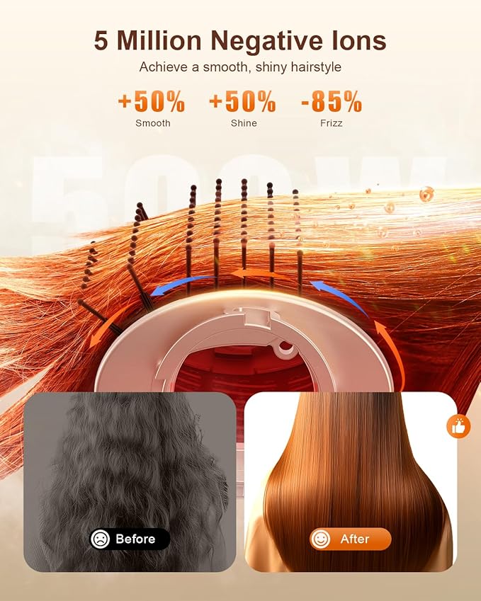 5-in-1 Professional Hair Dryer Brush, Powerful Multi-Styler with Auto-Wrap Curlers, Fast Drying Curling Straightening Volumizing Without Heat Damage, Storage Case Best Gift for Girl/Women