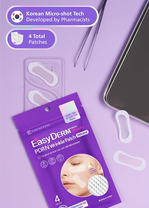 Easyderm PDRN Patch - Under Eye & Smile Line Care, 4 Patches, K-Beauty Korean Skincare with Collagen & EGF, Smile lines treatment, PDRN Eye mask, Special care, Stocking Stuffer Holiday Gift