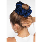 CEELGON Navy Blue Big Velvet Scrunchie 6.5 Inches Jumbo Scrunchies Hair Ties Oversized Ponytail Holder for Thick Curly Hair Extra Large Hair Accessories for Women (Navy Blue)